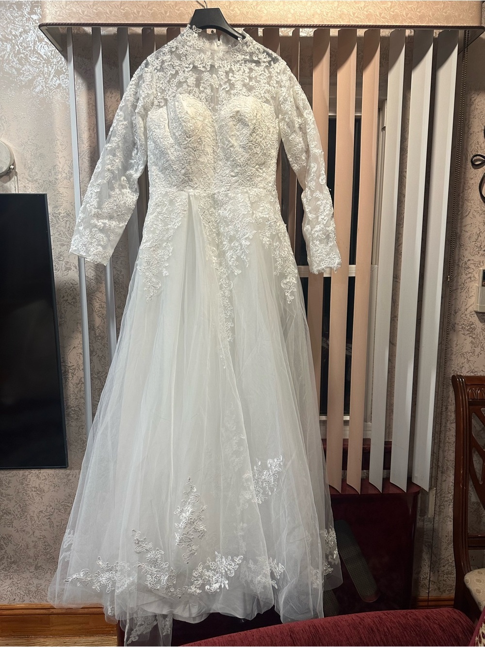 Lace Long-Sleeve White Bridal Gown